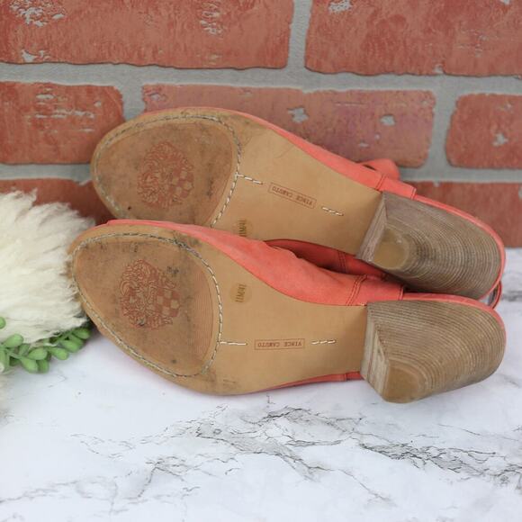 Vince Camuto Eliana Coral Pink Leather Cage Heels Peep Toe Size 11 women's - Picture 5 of 6